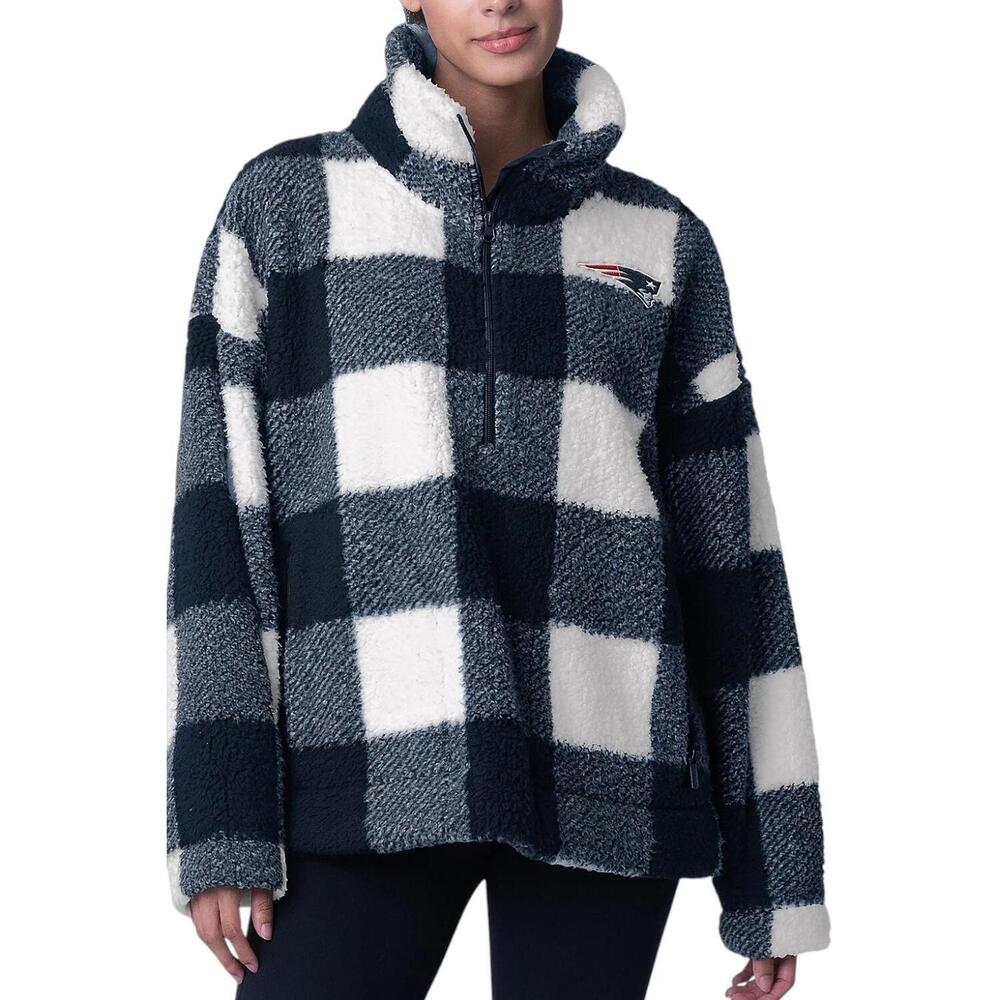 NFL Women's Buffalo Plaid Half Zip Pullover Patriots - Regular